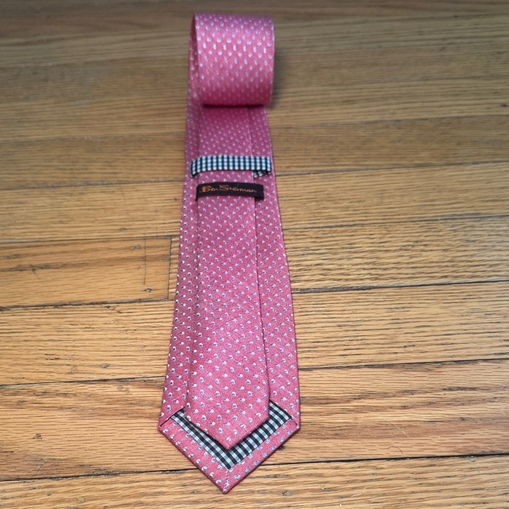 Ben Sherman Pink Patterned Tie - Picture 5 of 10